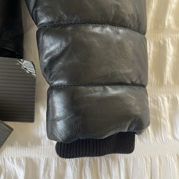 Alexander Wang for H&M leather black puffer Moto/ biker jacket size 6 - Picture 4 of 7